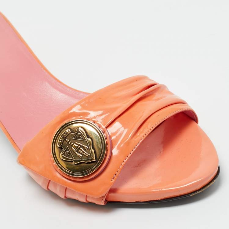 Pre Owned Gucci Pink Patent Leather Hysteria Slide Sandals Size 37