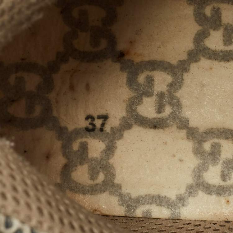 Pre Owned Gucci White Leather and Mesh Flashtrek Chunky Lace Up Sneakers Size 37