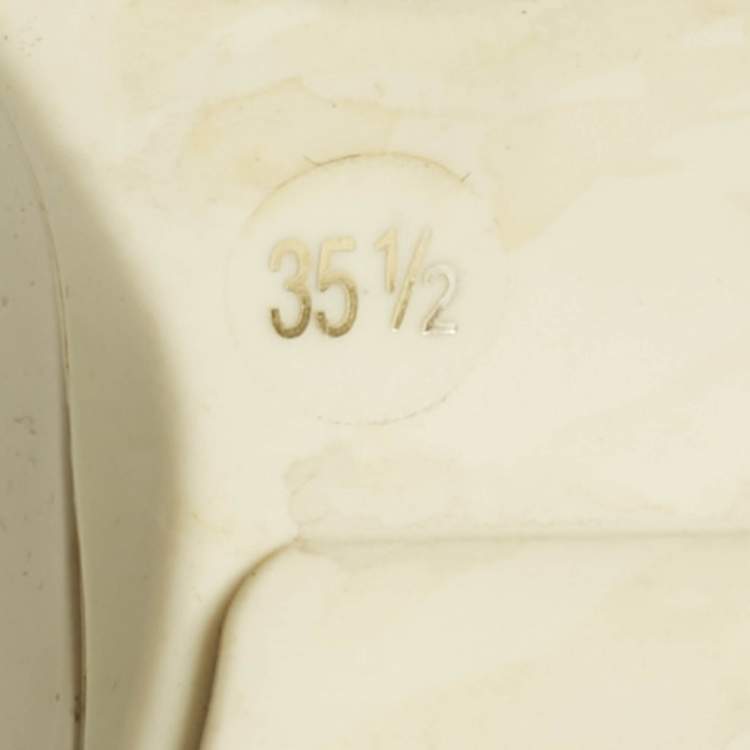 Pre Owned Gucci Off White Leather Rhyton Logo Print Low Top Sneakers Size 35.5