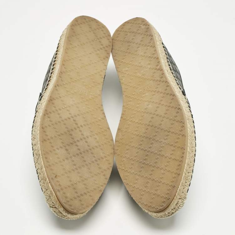 Pre Owned Gucci Black Microguccissima Leather Espadrille Flats Size 38