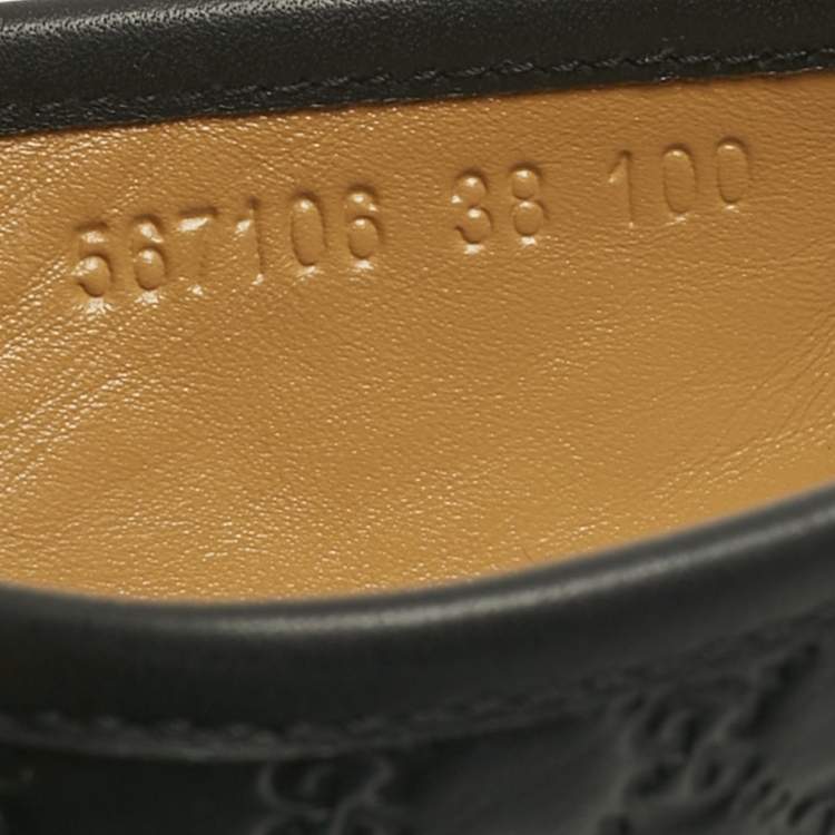 Pre Owned Gucci Black Microguccissima Leather Espadrille Flats Size 38