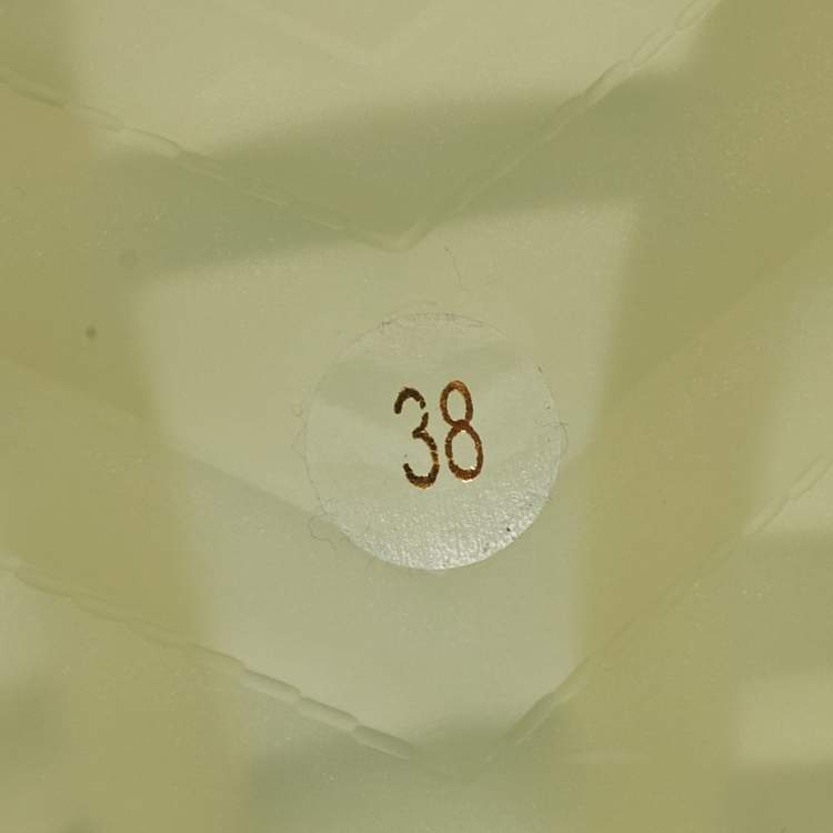 مملوكة مسبقًا Gucci Transparent PVC Embossed Logo Block Heel Slide Sandals Size 38