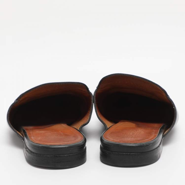 Pre Owned Gucci Black Leather Princetown Flat Mules Size 37.5 