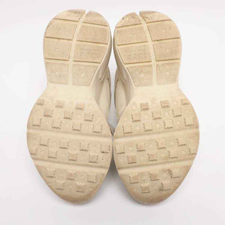 مملوكة مسبقًا Gucci Cream Leather Rhyton Low Top Sneakers Size 36.5