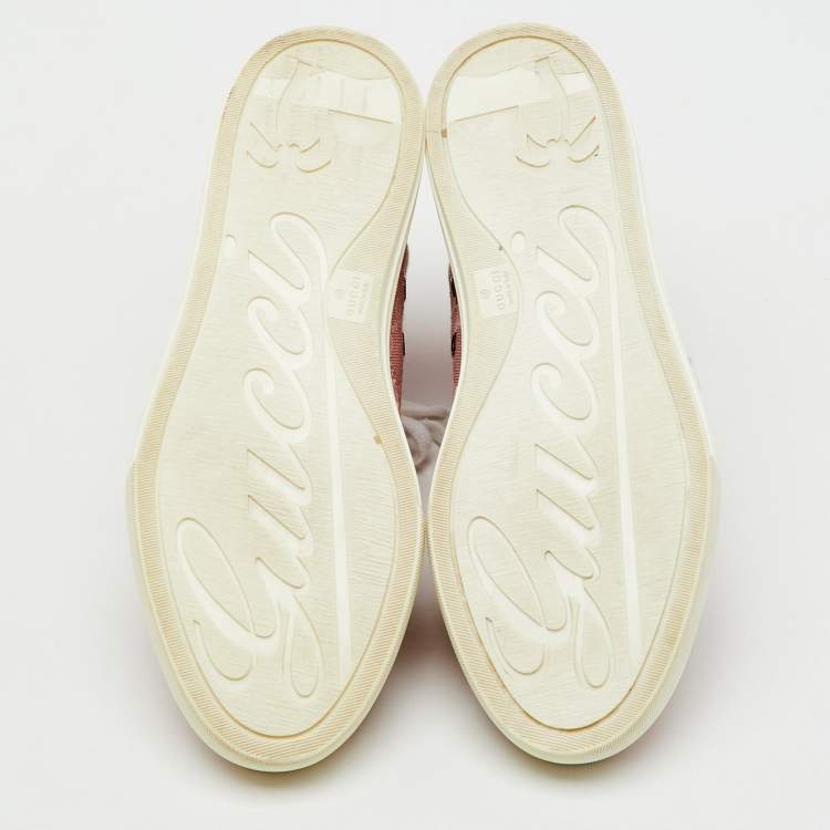 Pre Owned Gucci Pink GG Canvas and Leather High Top Sneakers Size 37.5