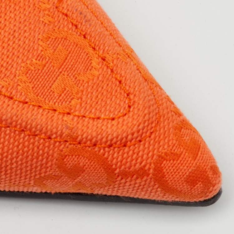 Pre Owned حذاء سهل الارتداء غورشي قماش برتقالي GG بحلقة الفرس مقاس 36.5