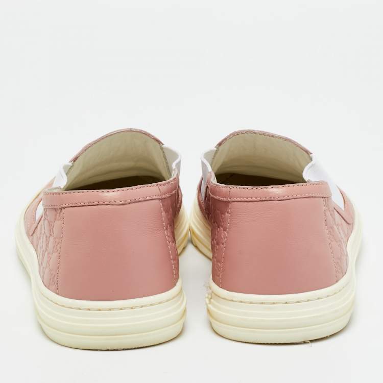 Pre Owned Gucci Pink Micro Guccissima Leather Slip-On Sneakers Size 40