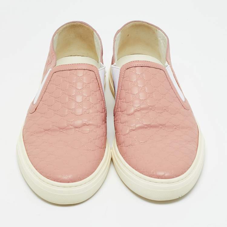 Pre Owned Gucci Pink Micro Guccissima Leather Slip-On Sneakers Size 40