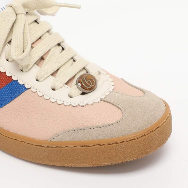 Pre Owned Gucci Multicolor Leather and Suede G74 Sneakers Size 39
