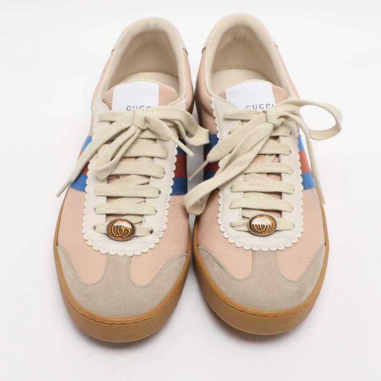 Pre Owned Gucci Multicolor Leather and Suede G74 Sneakers Size 39