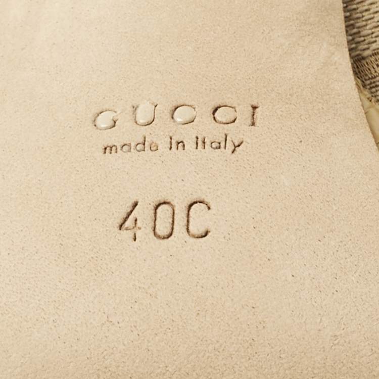 Pre Owned Gucci Beige Guccissima Canvas Horsebit Peep Toe Platform Pumps Size 40