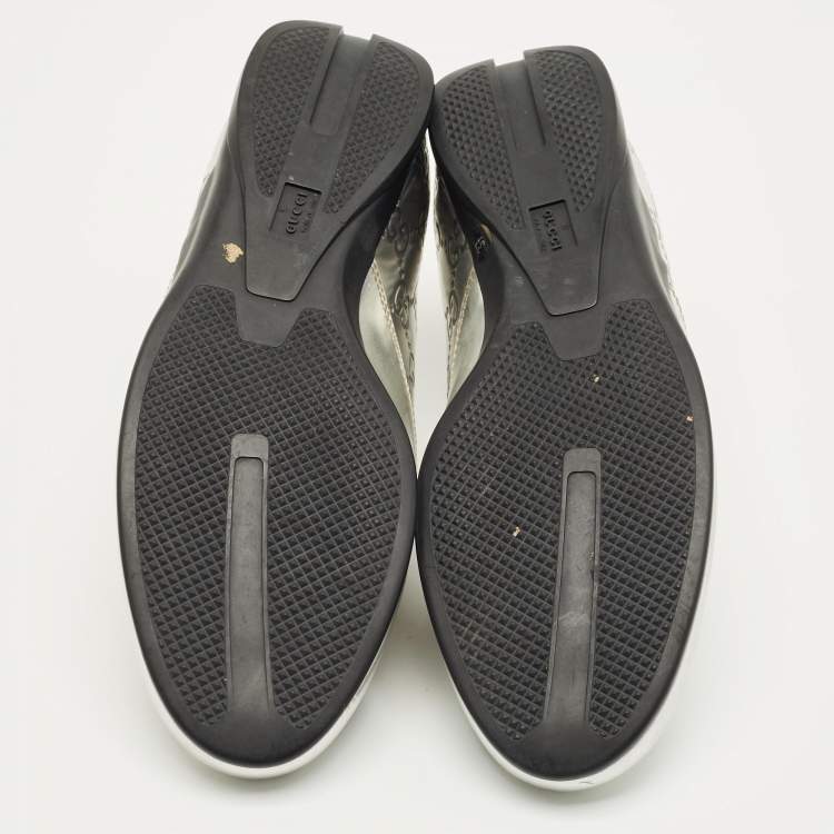 Pre Owned Gucci Silver Guccissima Leather Low Top Sneakers Size 37