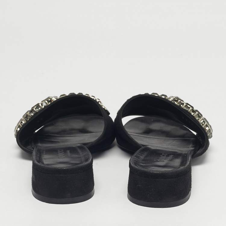 Pre Owned Gucci Black Suede Maxime  Flat Sandals Size 36