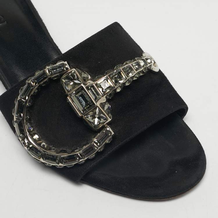 Pre Owned Gucci Black Suede Maxime  Flat Sandals Size 36
