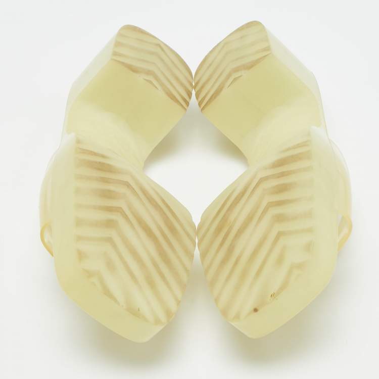 Pre Owned Gucci Transparent Rubber Slide Sandals Size 37