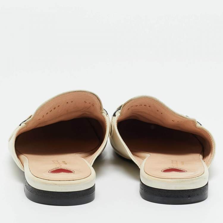Pre Owned Gucci White Leather Princetown Mules Size 37