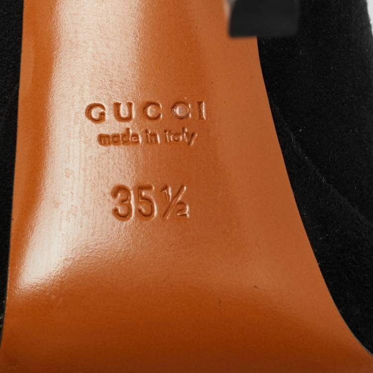 Pre Owned Gucci Black Suede Round Toe Platform Pumps Size 35.5