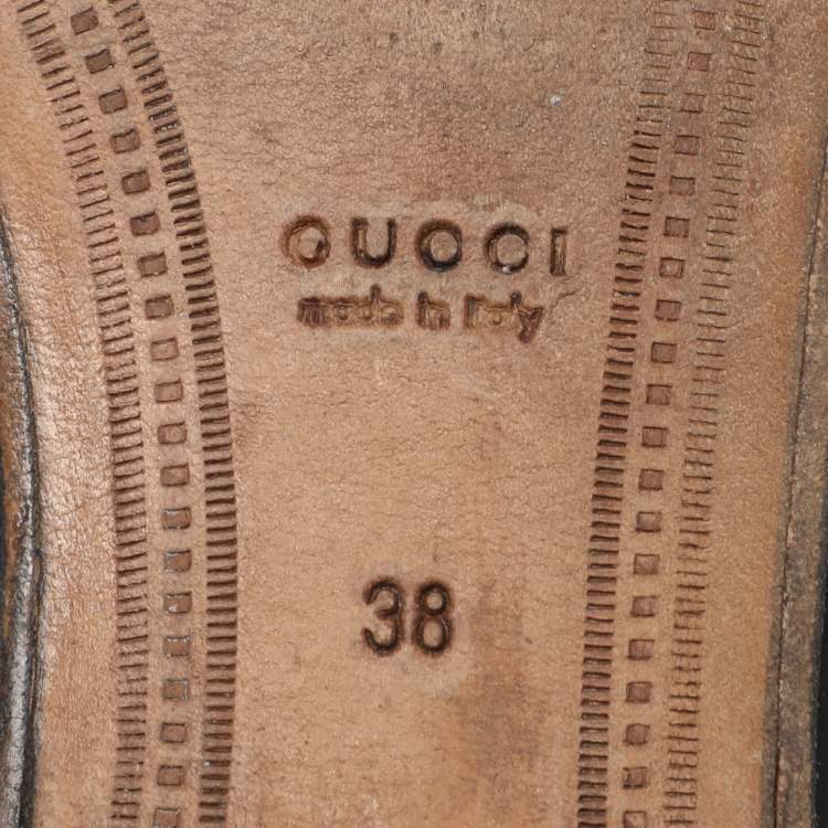 Pre Owned Gucci Black Leather Jordaan Loafers Size 38