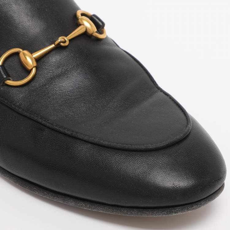 Pre Owned Gucci Black Leather Jordaan Loafers Size 38