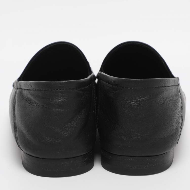 Pre Owned Gucci Black Leather Jordaan Loafers Size 38