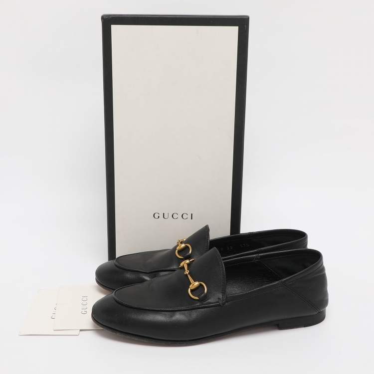Pre Owned Gucci Black Leather Jordaan Loafers Size 38