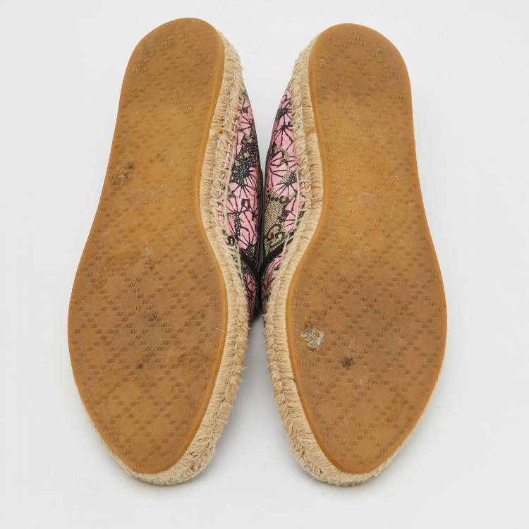 Pre Owned Gucci Multicolor GG Supreme Canvas Bengal Tiger Print Pillar Espadrille Flats Size 39.5