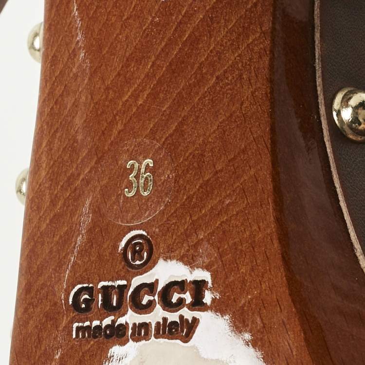 مملوكة مسبقًا Gucci Brown Leather Bamboo Fringe Slingback Pumps Size 36
