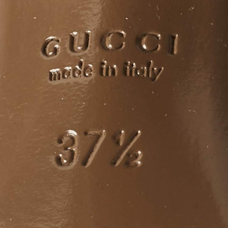 Pre Owned Gucci Brown Leather Horsebit Ankle Strap Sandals Size 37.5