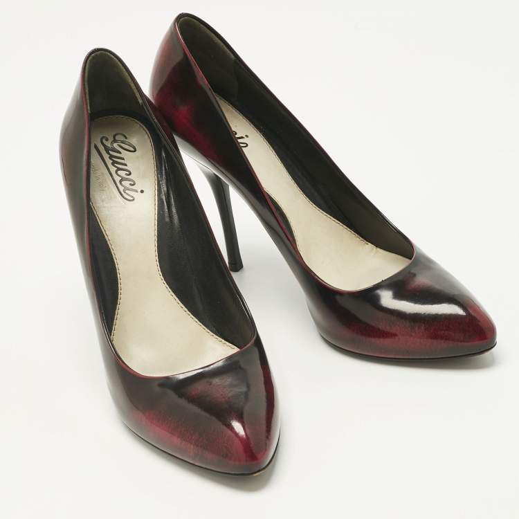 Pre Owned Gucci Two Tone Leather Pointed Toe Pumps Size 40.5