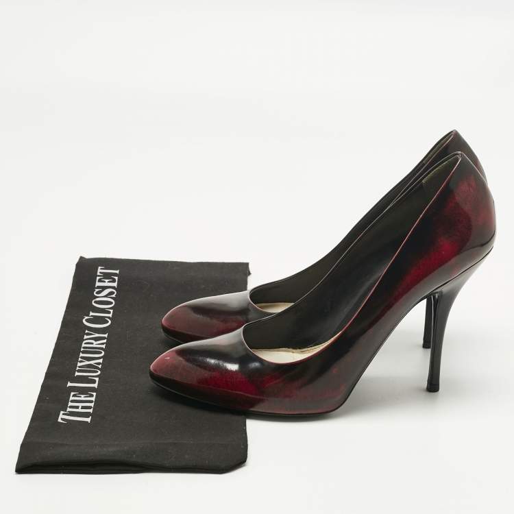 Pre Owned Gucci Two Tone Leather Pointed Toe Pumps Size 40.5