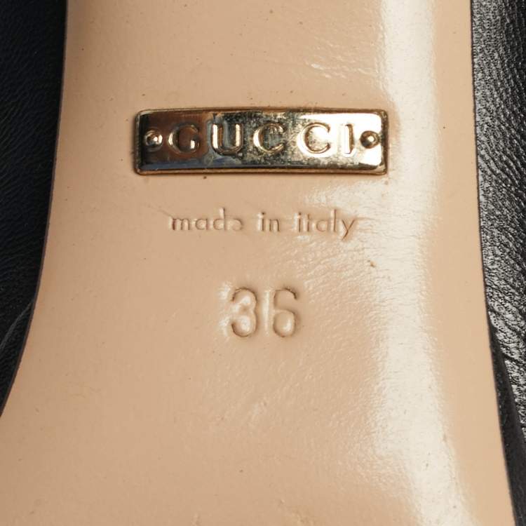 Pre Owned Gucci Black Leather Jolene Peep Toe Pumps Size 36