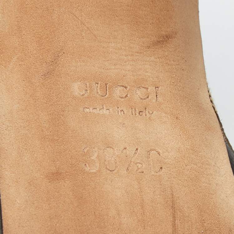 Pre Owned Gucci Brown GG Canvas and Leather Hysteria Ankle Strap Platform Sandals Size 38.5