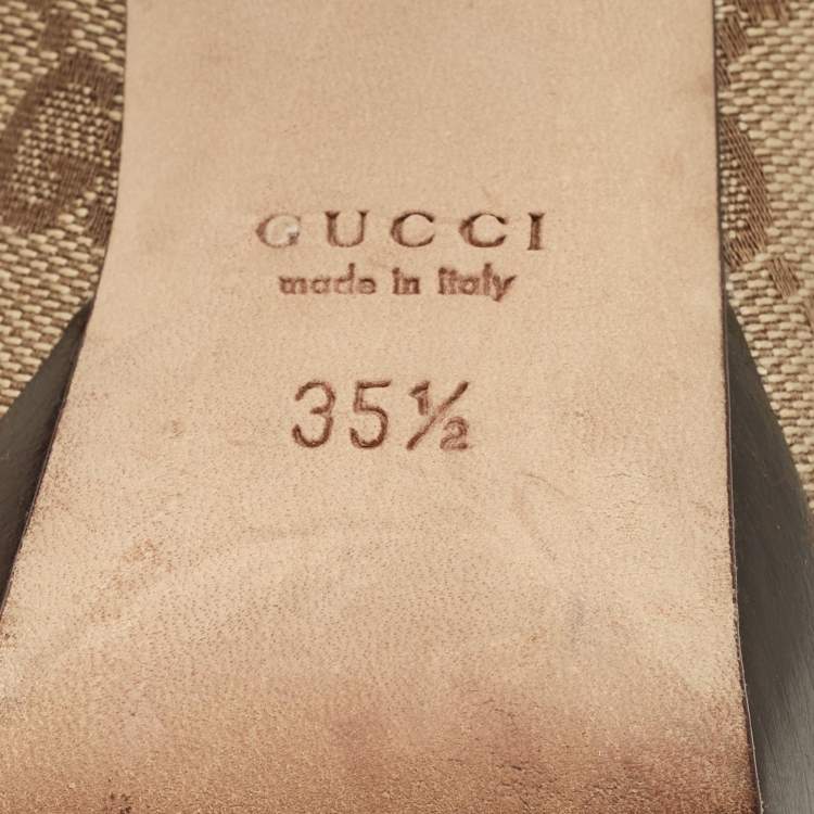Pre Owned Gucci Beige/Brown GG Canvas and Leather Horsebit Platform Pumps Size 35.5