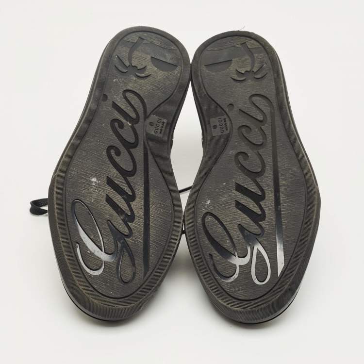 Pre Owned Gucci Black Leather Low Top Sneakers Size 37