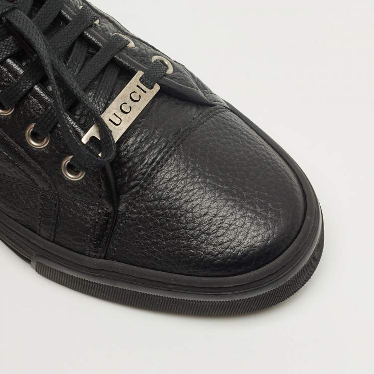 Pre Owned Gucci Black Leather Low Top Sneakers Size 37