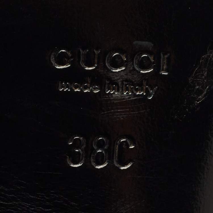 Pre Owned Gucci Black Patent Leather Peep Toe Ankle Strap Sandals Size 38