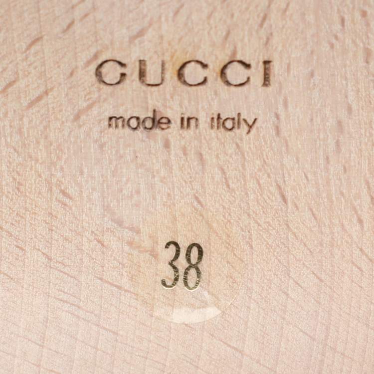 Pre Owned Gucci White Floral Print Canvas and Leather Icon Bit Wooden Clogs 38