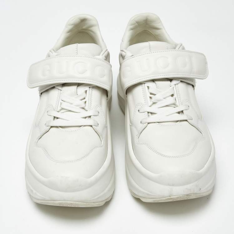 Pre Owned Gucci White Leather Velcro Low Top Sneakers Size 38