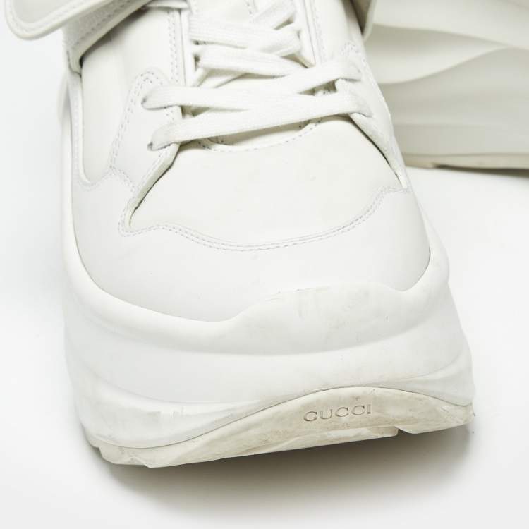 Pre Owned Gucci White Leather Velcro Low Top Sneakers Size 38