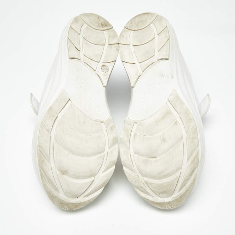 Pre Owned Gucci White Leather Velcro Low Top Sneakers Size 38