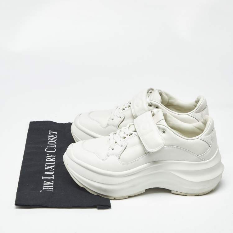 Pre Owned Gucci White Leather Velcro Low Top Sneakers Size 38