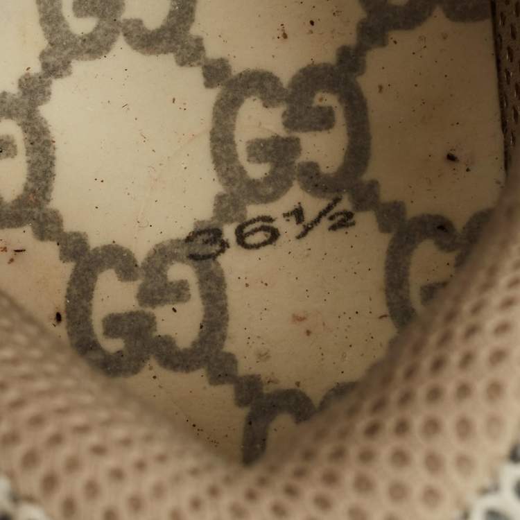 Pre Owned Gucci White Leather and Mesh Flashtrek Lace Up Sneakers Size 36