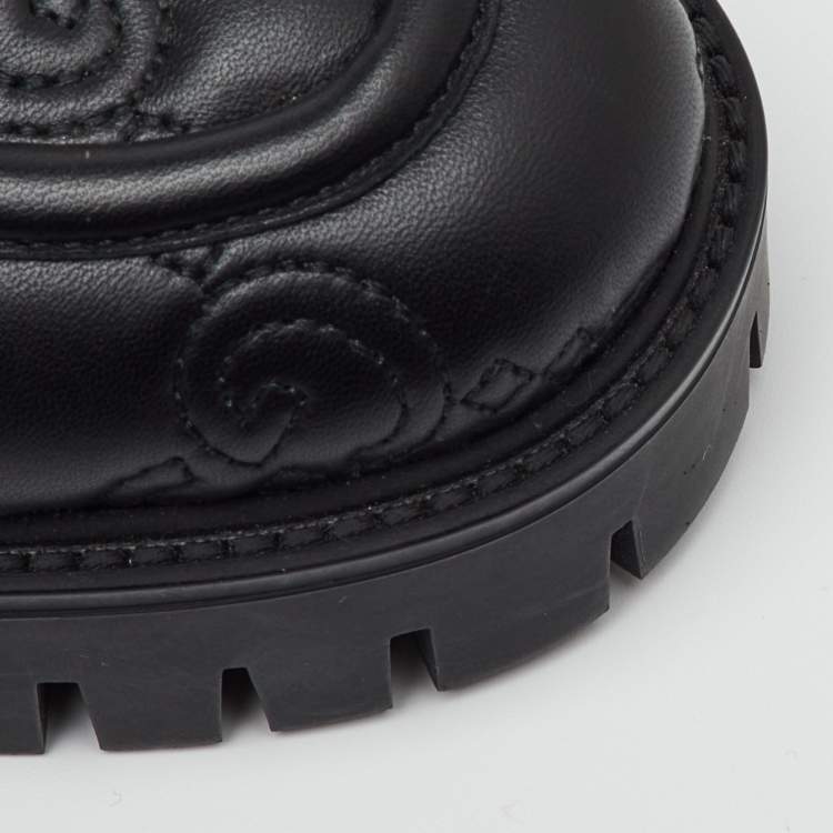مملوكة مسبقًا Gucci Black GG Matelasse Leather Platform Loafers Size 38.5