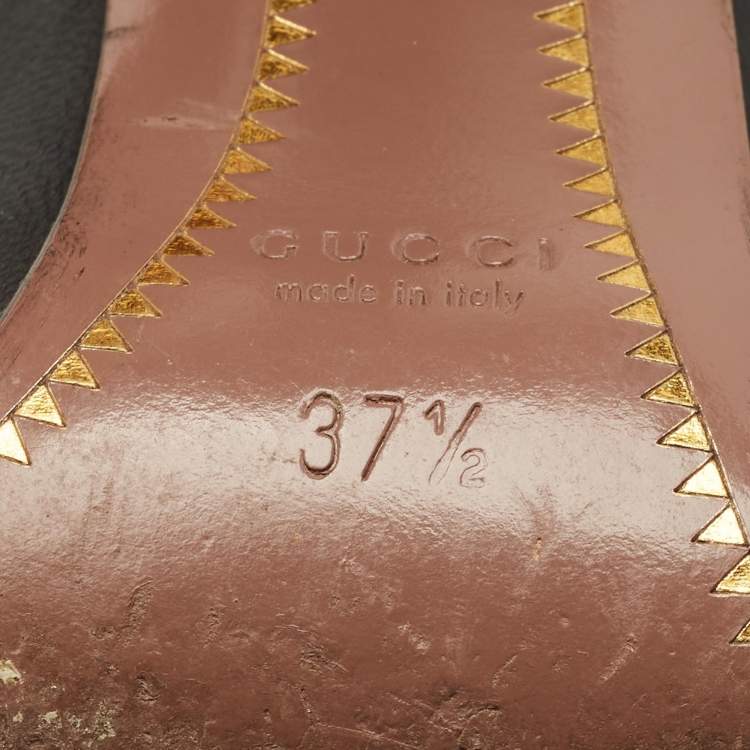 Pre Owned Gucci Black Leather Peep Toe Pumps Size 37.5