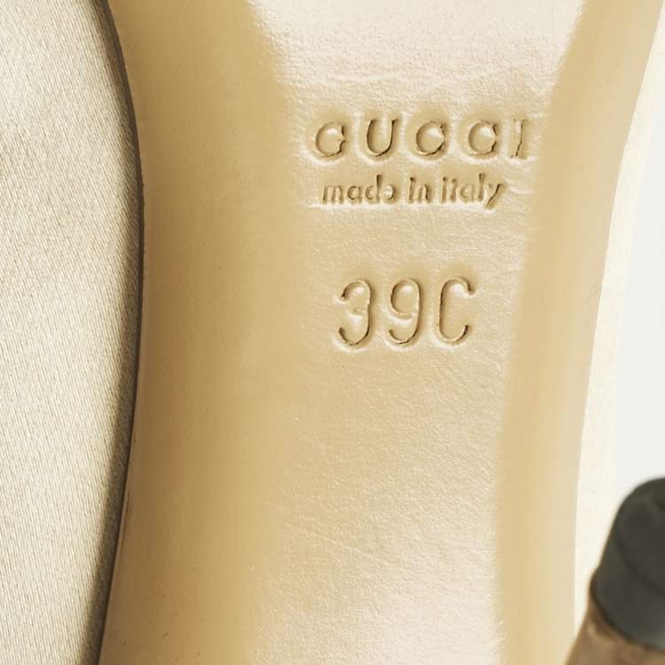 مملوكة مسبقًا Gucci Beige Satin Horsebit Peep Toe Pumps Size 39
