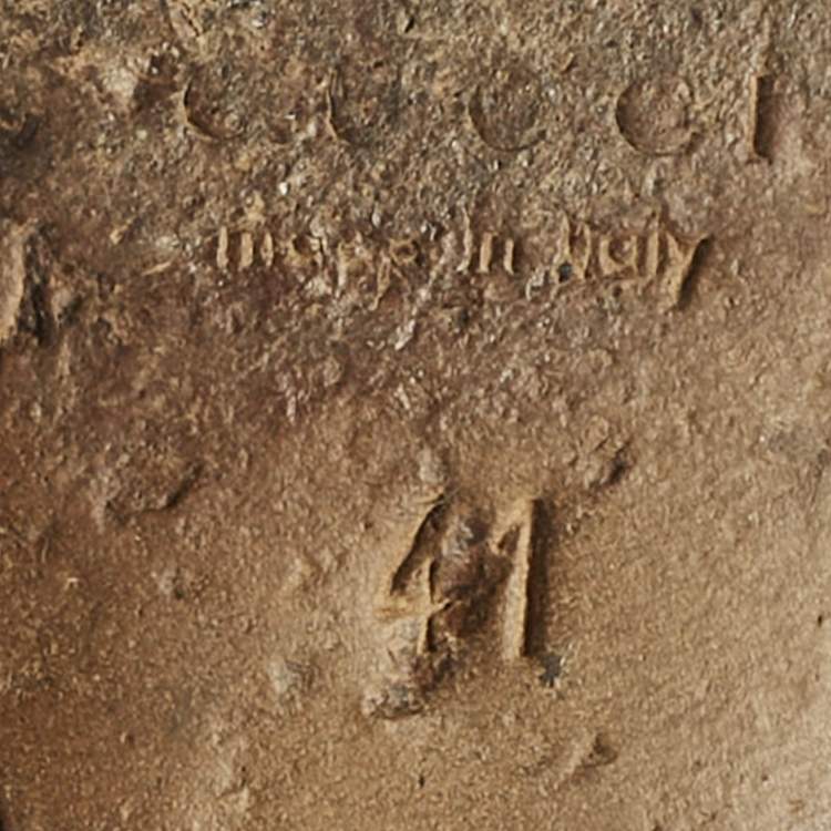 Pre Owned Gucci Coral Red Patent Leather Espadrille Wedge Slingback Pumps Size 41