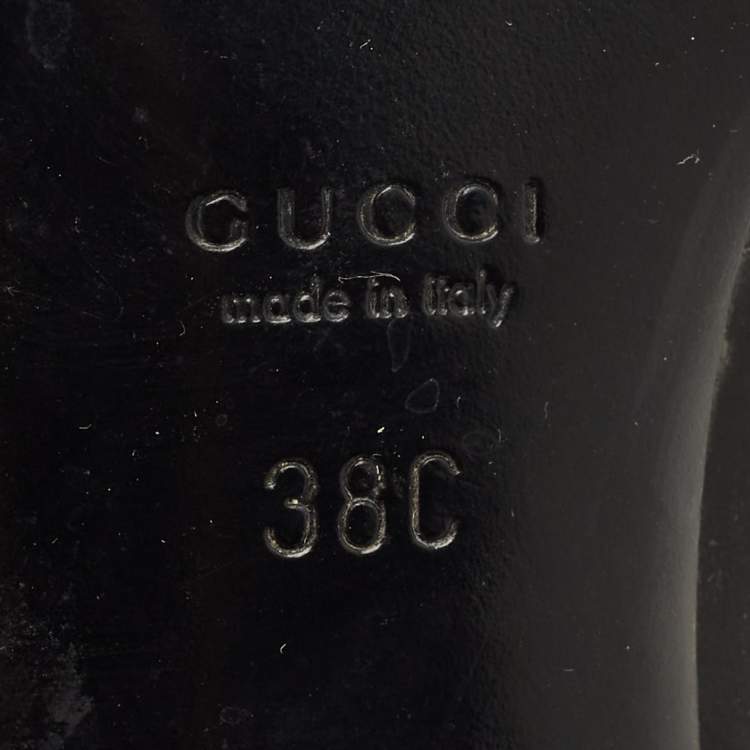 Pre Owned Gucci Black Leather Hysteria Round Toe Pumps Size 38