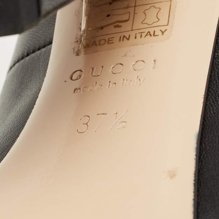 Pre Owned Gucci Black Leather Faux Pearl Embellished Willow Pumps Size 37.5