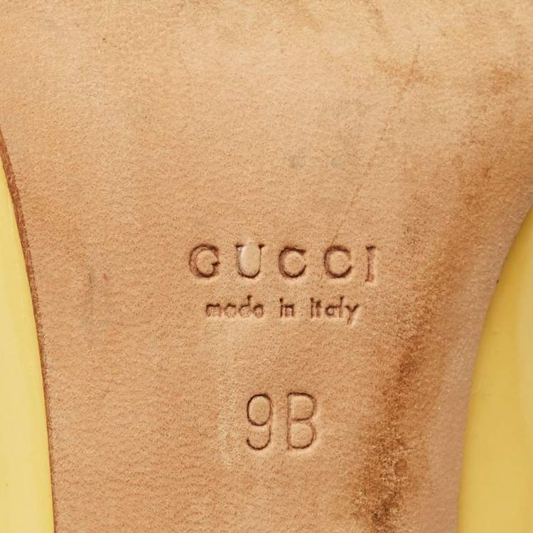 Pre Owned Gucci Yellow Leather Jolene Peep Toe Pumps Size 39.5