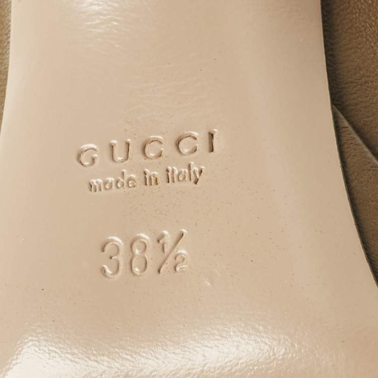 Pre Owned Gucci Brown Leather Round Toe Platform Pumps Size 38.5